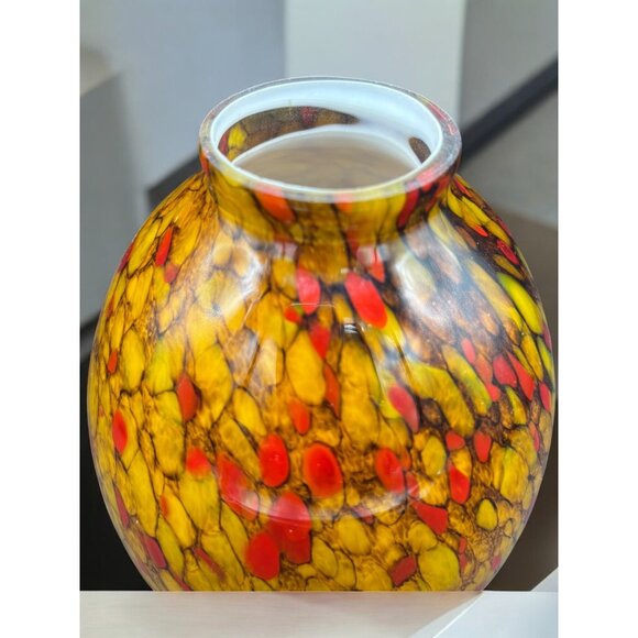 Vintage Replacement Pendant Hand Blown Light Shade Globe Amber, Red, Brown 2" Fi - Picture 5 of 5